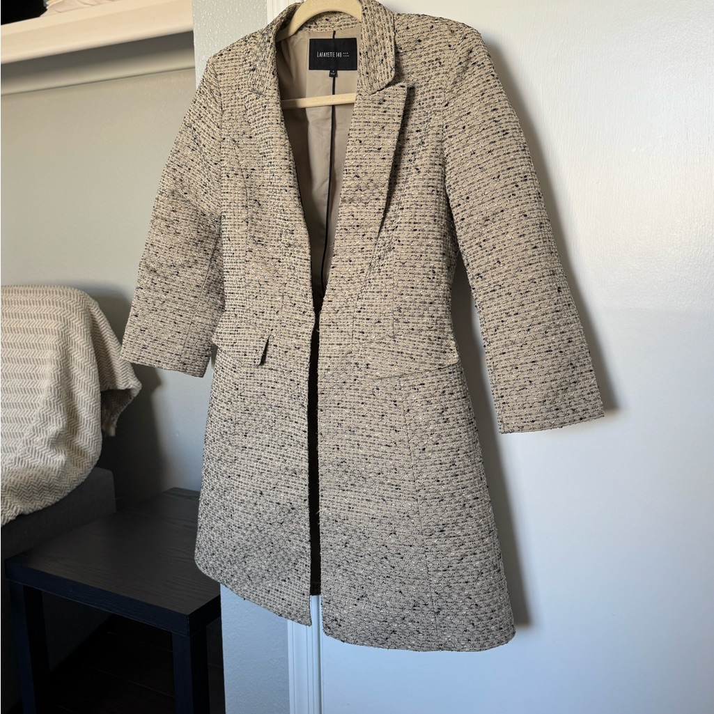Lafayette 148 New York Cream Tweed Trench Coat